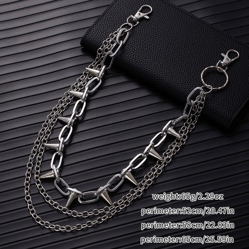 Triple-Layer Spike Chain Waist Belt
