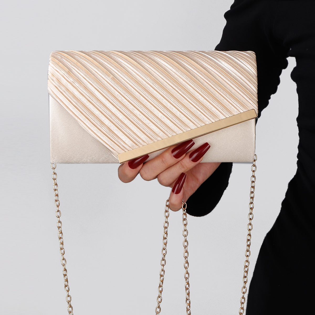 Stylish satin evening purse fits smartphone and essentials