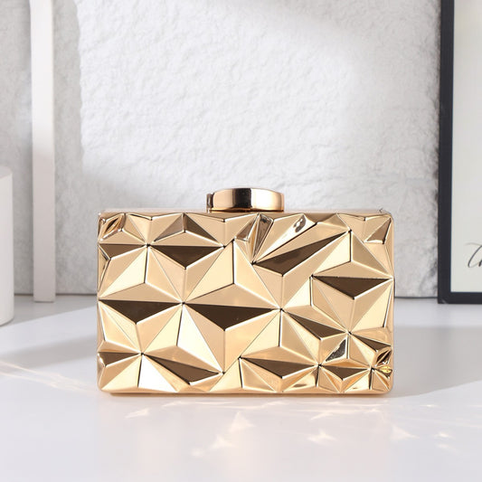 Luxury faceted evening clutch with chain strap