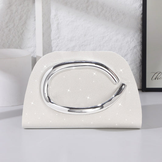 Luxury glitter clutch purse with metallic handle