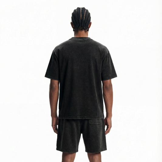 Stone Wash Distressed Short-Sleeve Baggy Tee