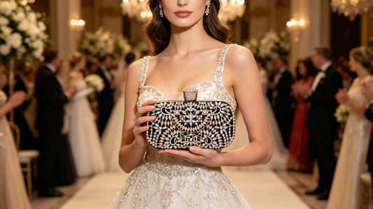 Women's luxury wedding clutch bag with rhinestone accents