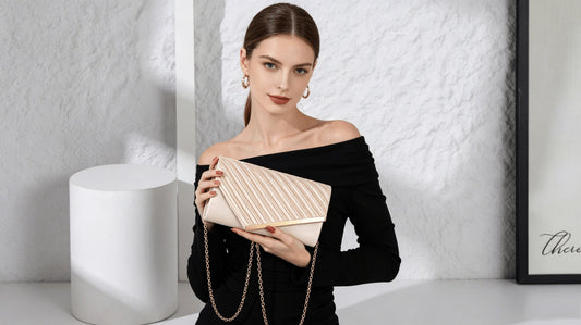Party clutch with elegant diagonal pleats