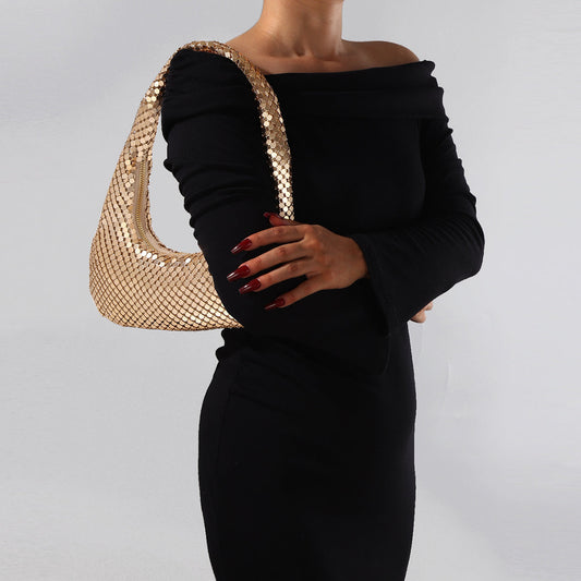 Trendy party shoulder bag gold aesthetic