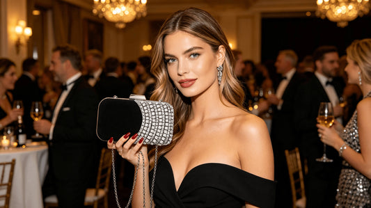 Elegant black evening purse for galas and banquets