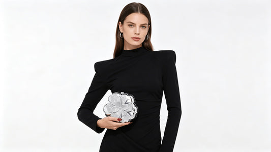 Luxury women's evening clutch with detachable chain