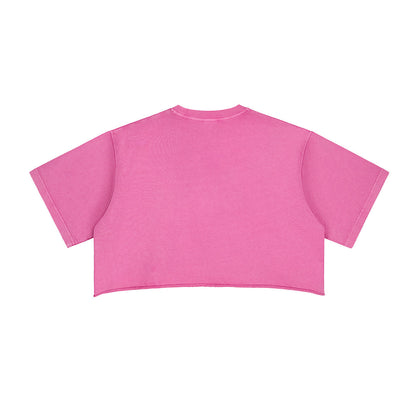 Vintage Washed Raw Edge Crop Tee 280gsm