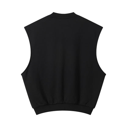 Sleeveless Boxy Fit Crewneck Sweatshirt Vest