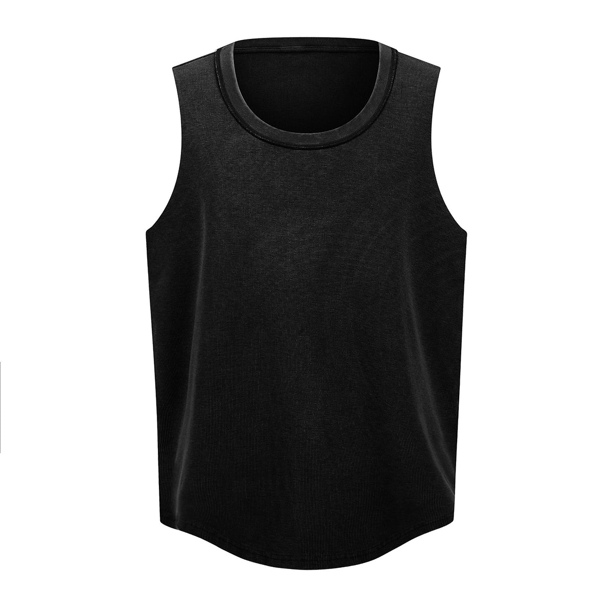 Wax-Dye Waffle Knit Vintage Washed U-Neck Tank Top