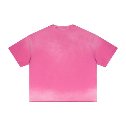Boxy Raw Edge Washed Loose Short Sleeve Tee
