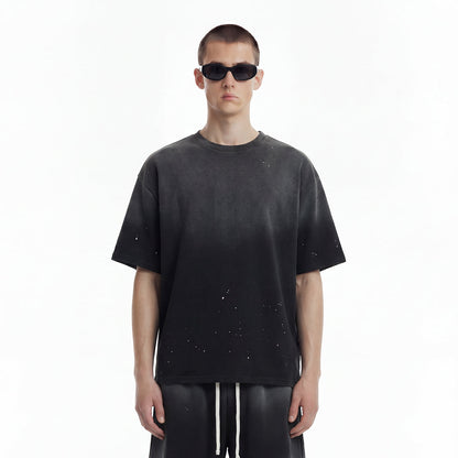 Splatter Dye Washed Distressed Air Mamba Cotton Tee