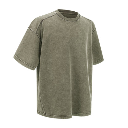 Stone Wash Distressed Short-Sleeve Baggy Tee