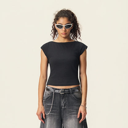 Solid Slim Fit Cropped Hot Girl Tee