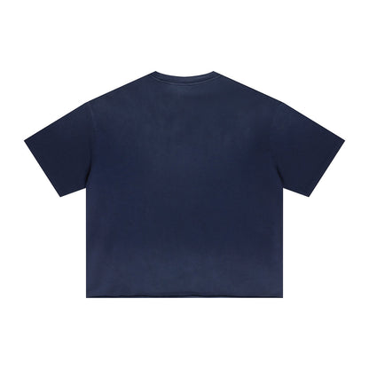 Boxy Raw Edge Washed Loose Short Sleeve Tee