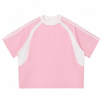 Raglan Sleeve Mesh Panel Sporty Tee
