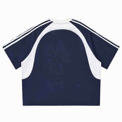 Raglan Sleeve Mesh Panel Sporty Tee