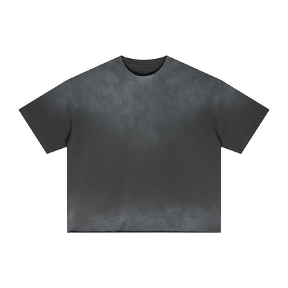 Boxy Raw Edge Washed Loose Short Sleeve Tee