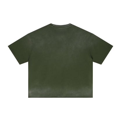 Boxy Raw Edge Washed Loose Short Sleeve Tee