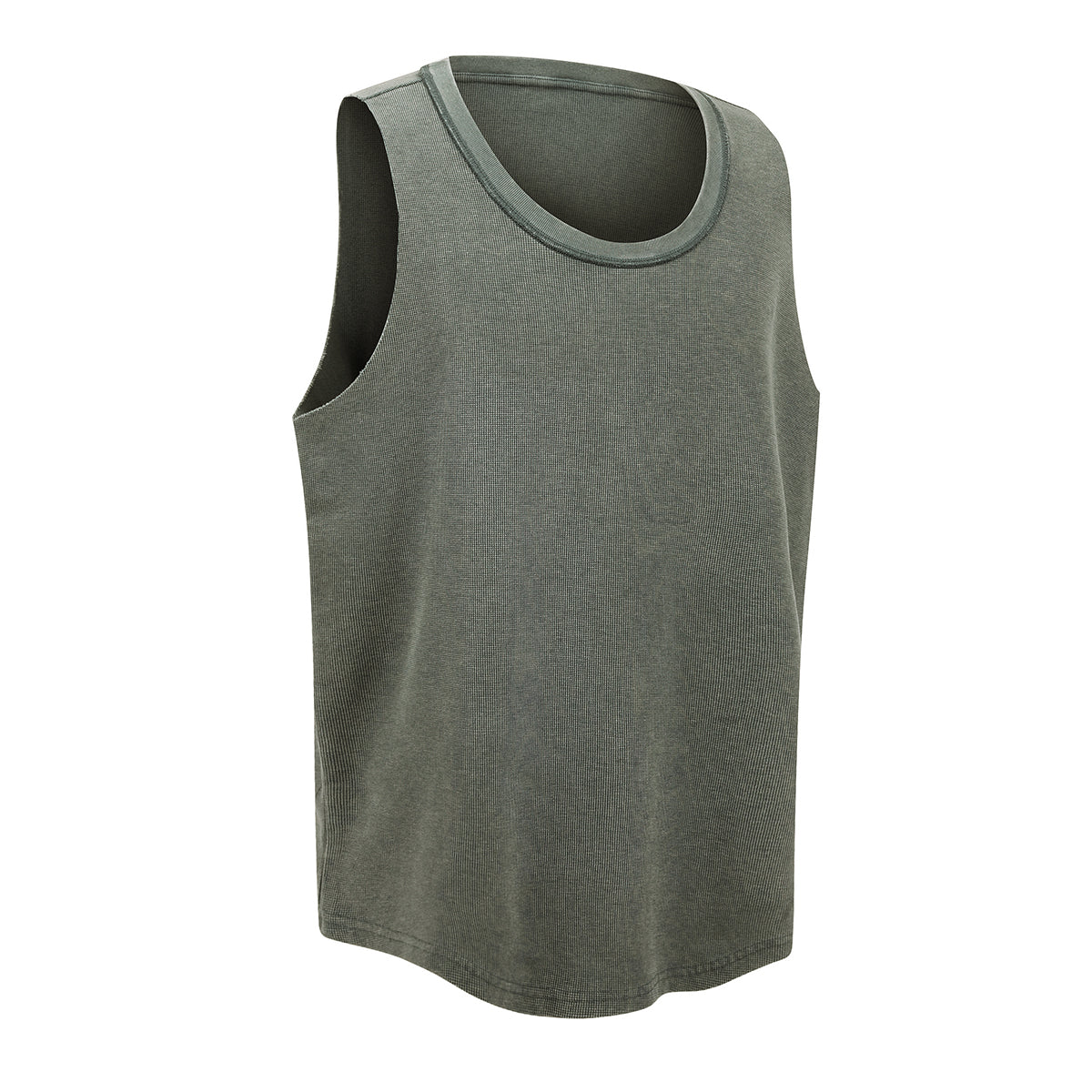 Wax-Dye Waffle Knit Vintage Washed U-Neck Tank Top