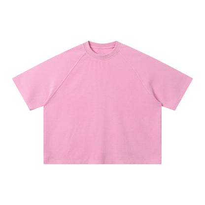Boxy Waffle Washed Distressed Raglan Tee