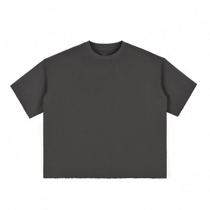 Boxy Cropped Raw Edge T-Shirt