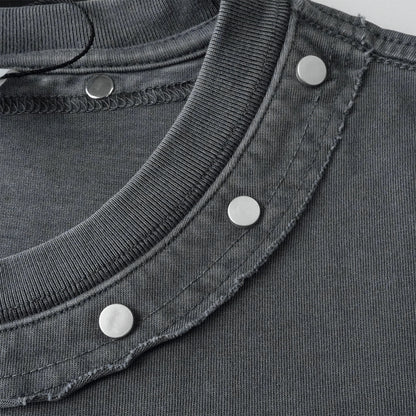 Rivet Detail Washed Boxy Fit T-Shirt
