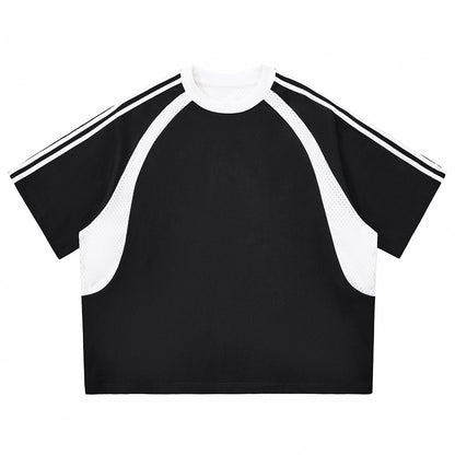 Raglan Sleeve Mesh Panel Sporty Tee