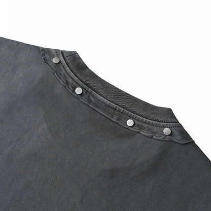 Rivet Detail Washed Boxy Fit T-Shirt
