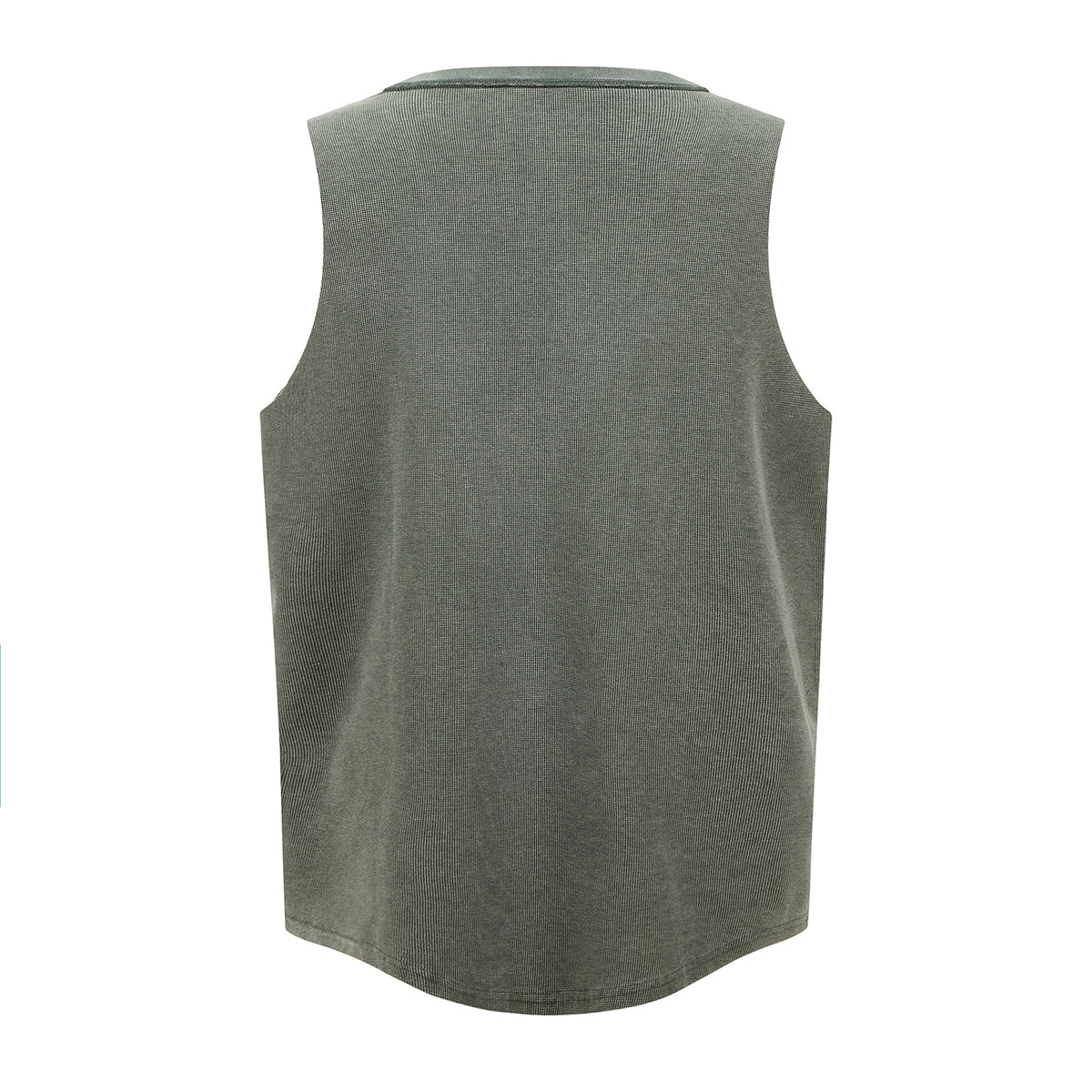 Wax-Dye Waffle Knit Vintage Washed U-Neck Tank Top