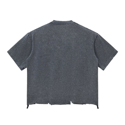 Distressed Oversized Raw Hem Tee