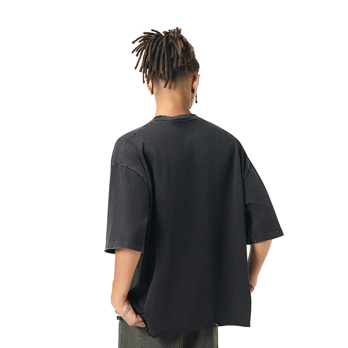 Distressed Oversized Raw Hem Tee