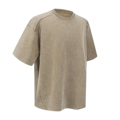 Stone Wash Distressed Short-Sleeve Baggy Tee