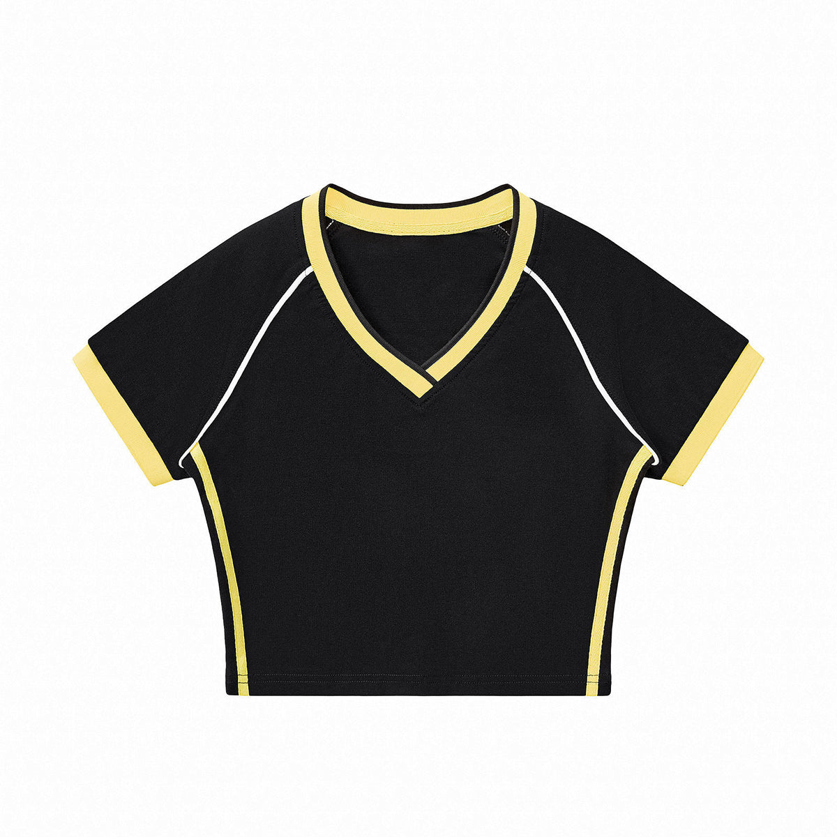 Contrast V-Neck Slim Fit Cropped Y2K Tee