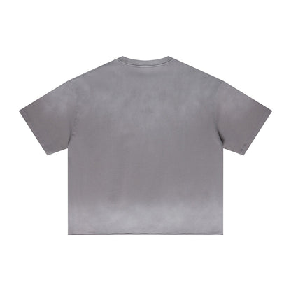 Boxy Raw Edge Washed Loose Short Sleeve Tee