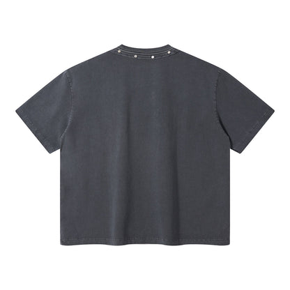 Rivet Detail Washed Boxy Fit T-Shirt