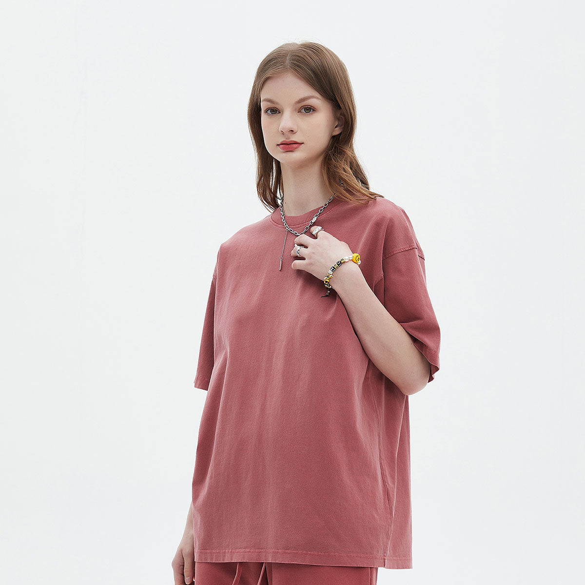 Heavyweight 250gsm women's tee with raw distressed finish