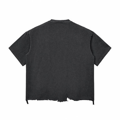 Distressed Oversized Raw Hem Tee