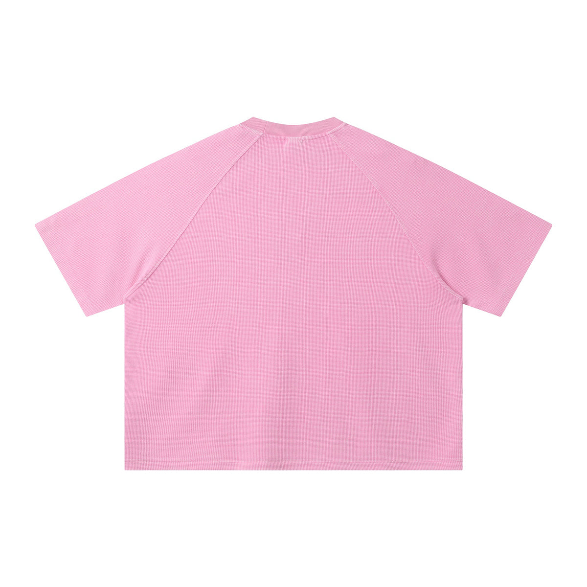 Boxy Waffle Washed Distressed Raglan Tee