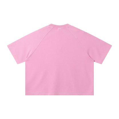 Boxy Waffle Washed Distressed Raglan Tee