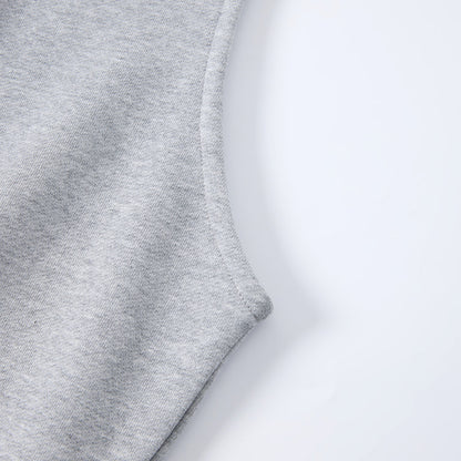 Sleeveless Boxy Fit Crewneck Sweatshirt Vest