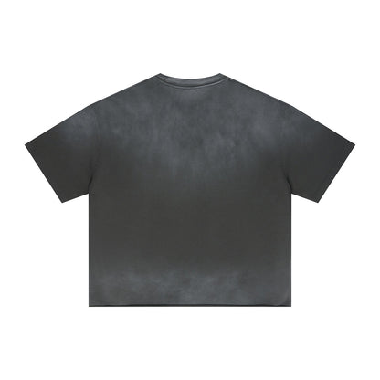 Boxy Raw Edge Washed Loose Short Sleeve Tee