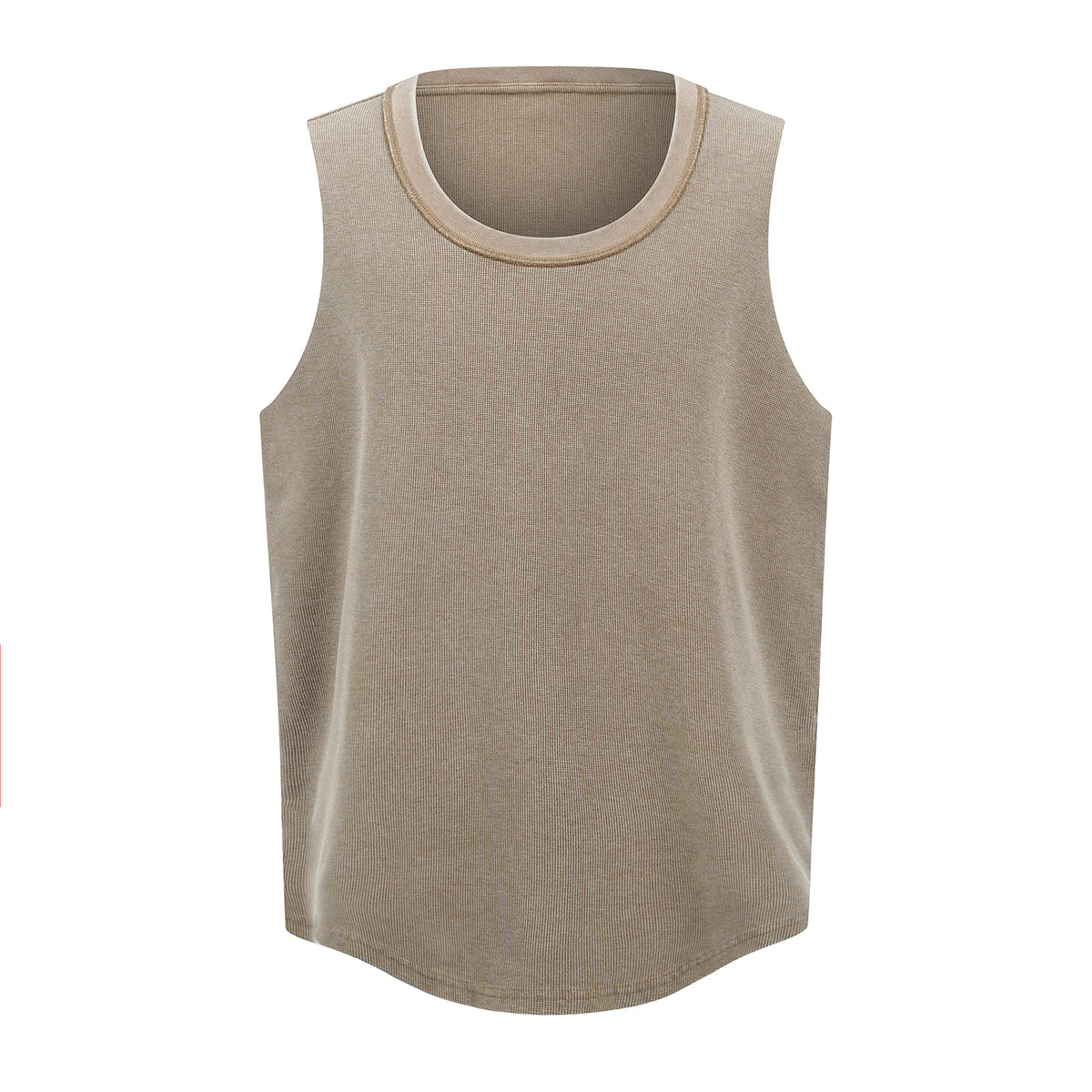 Wax-Dye Waffle Knit Vintage Washed U-Neck Tank Top