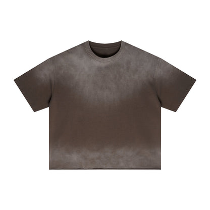 Boxy Raw Edge Washed Loose Short Sleeve Tee