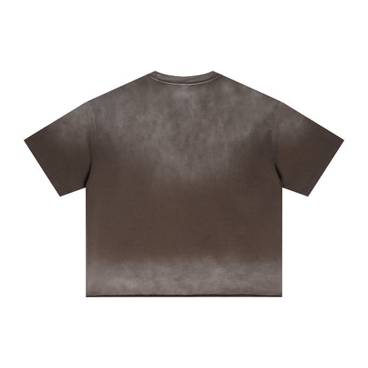 Boxy Raw Edge Washed Loose Short Sleeve Tee