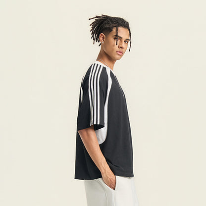 Raglan Sleeve Mesh Panel Sporty Tee