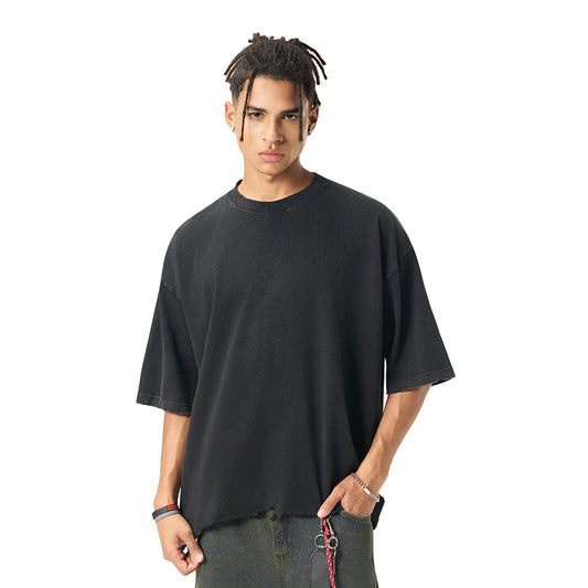 Distressed Oversized Raw Hem Tee