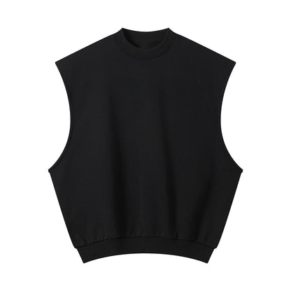 Sleeveless Boxy Fit Crewneck Sweatshirt Vest
