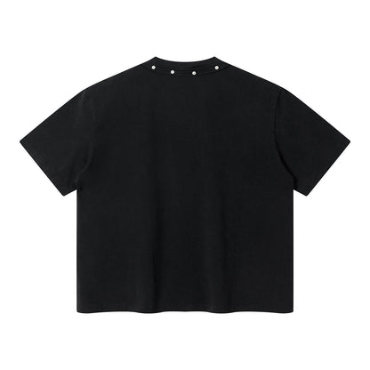 Rivet Detail Washed Boxy Fit T-Shirt