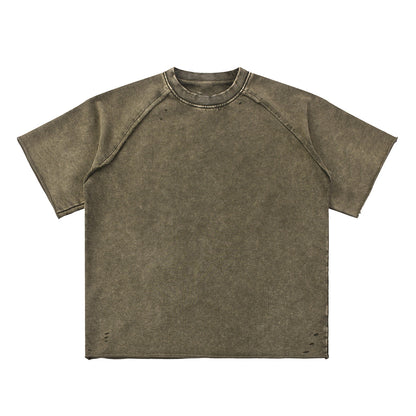 Heavy Washed Wax-Dyed High Street Raglan Tee 350gsm