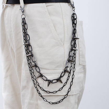 Triple-Layer Spike Chain Waist Belt